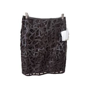 Carlisle‎ Geometric Brown Black Pencil Skirt Faux Leather Overlay Size 4